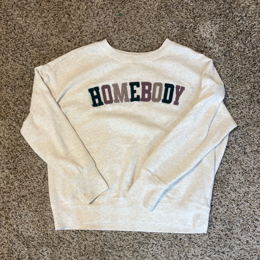 Maurices Cream Sweater with HOME BODY Text